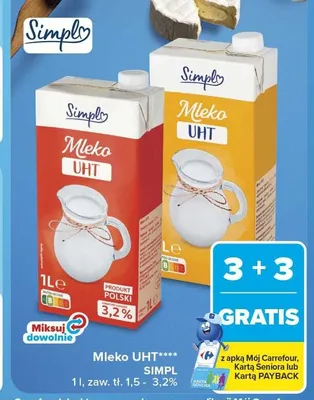 Mleko UHT Simpl 3,2% promocja w Carrefour Market
