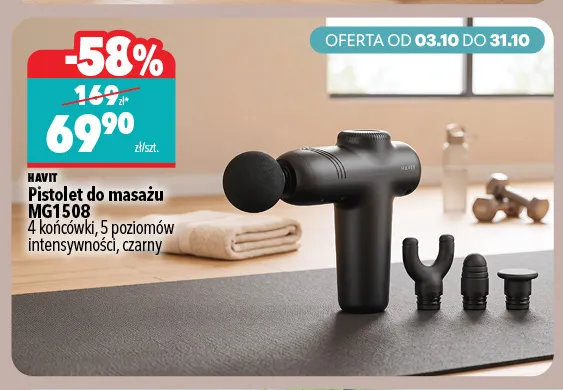 Pistolet do masażu MG1508 czarny Havit promocja w Biedronka Home