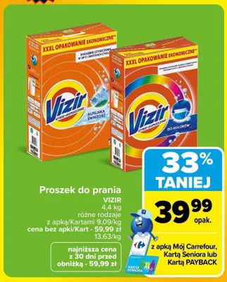 Proszek do prania Vizir Alpejska Świeżość promocja w Carrefour Market