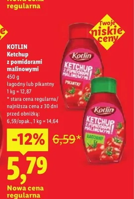 Ketchup z pomidorami malinowymi łagodny Kotlin promocja w Lidl