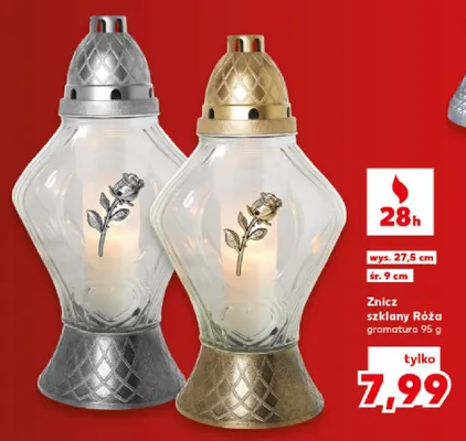 Znicz szklany Róża promocja w Kaufland
