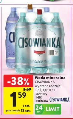 Woda mineralna niegazowana Cisowianka promocja w Intermarche