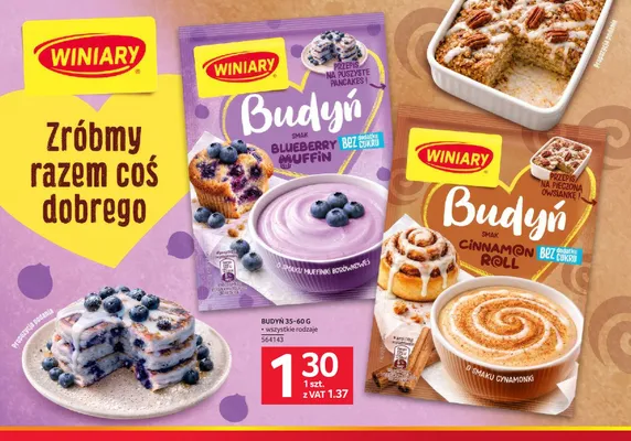 Budyń Winiary Cinnamon Roll bez dodatku cukru promocja w Selgros