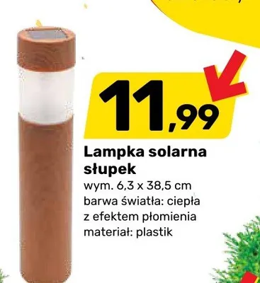 Lampka solarna słupek wym. 6,3x38,5cm promocja w Bricomarche