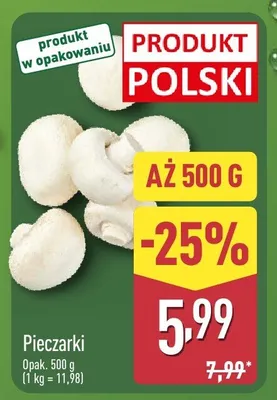 Pieczarki polskie promocja w Aldi