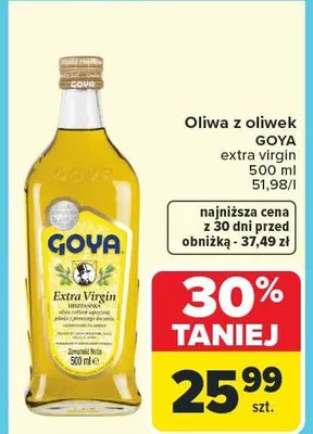 Oliwa z oliwek extra virgin promocja w Carrefour Market