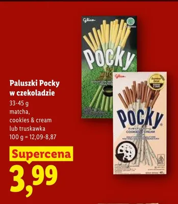 Paluszki Pocky w czekoladzie matcha Glico promocja w Lidl
