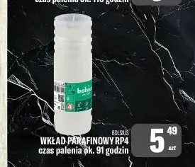 Wkład parafinowy RP4 Bolsius promocja w Tomi Markt