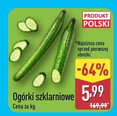 Ogórki szklarniowe polskie promocja w Aldi