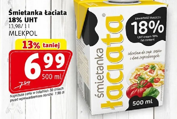 Śmietanka Łaciata 18% UHT promocja w Prim Market