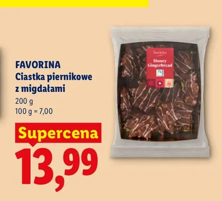 Ciastka piernikowe z migdałami Favorina promocja w Lidl