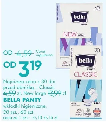 Wkładki higieniczne BELLA PANTY wkładki higieniczne, 20 szt., 60 szt. promocja w Makro
