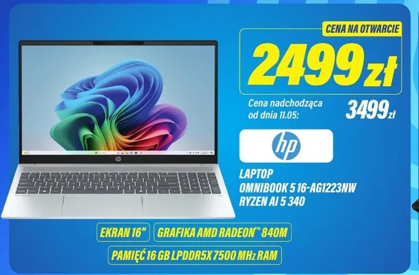 Laptop HP OmniBook 5 16-AG1223NW Ryzen AI 5 340 promocja w RTV EURO AGD
