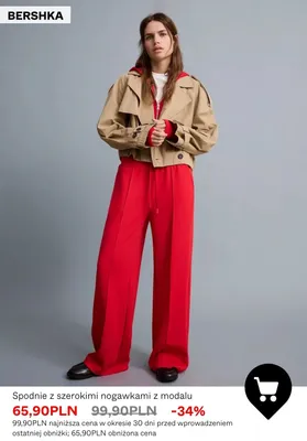 Spodnie z szerokimi nogawkami z modalu Bershka promocja w Bershka