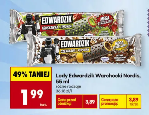 Lody Edwardzik Nordis Truskawka i Limonka promocja w Biedronka