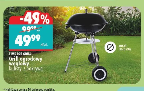 Grill ogrodowy węglowy kulisty z pokrywą Time For Grill promocja w Biedronka Home