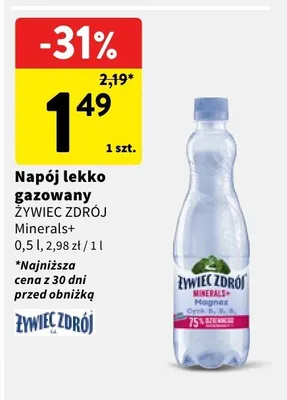Napój lekko gazowany Żywiec Zdrój Minerals+ wybrane rodzaje promocja w Intermarche