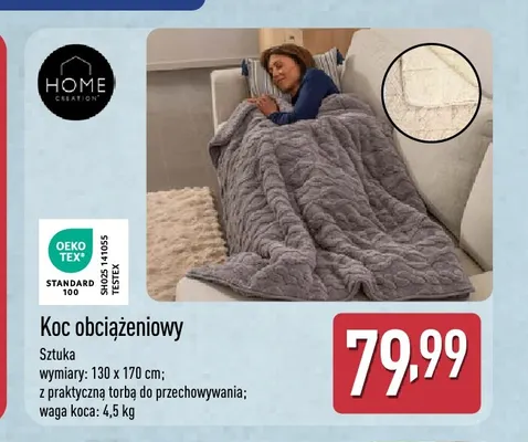 Koc obciążeniowy Home Creation 130x170 cm promocja w Aldi