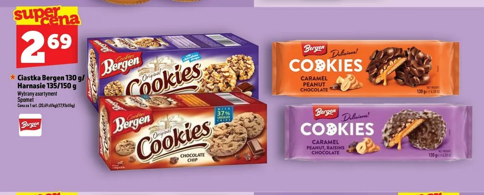 Ciastka Bergen Original Cookies with chocolate drops promocja w TOPAZ