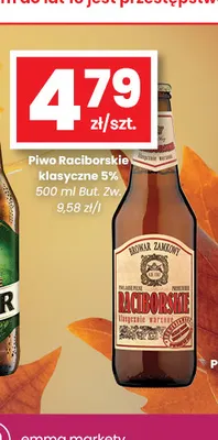 Piwo Raciborskie klasyczne 5% promocja w emma MARKET
