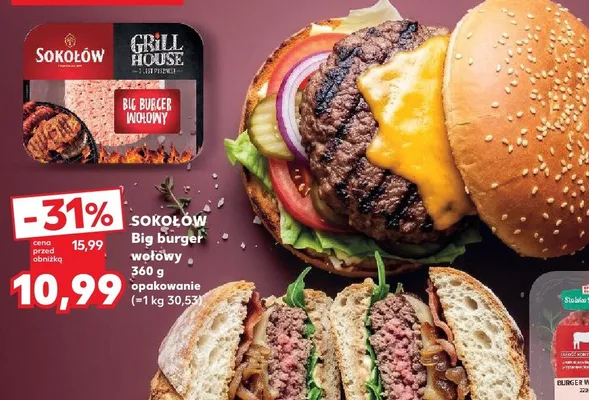 Big burger wołowy Sokołów promocja w Kaufland