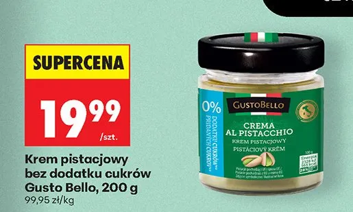 Krem pistacjowy bez dodatku cukrów promocja w Biedronka