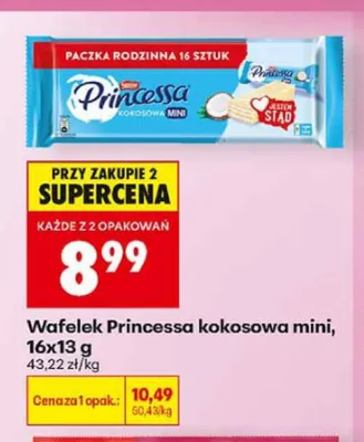 Wafelek Princessa kokosowa mini 16-pak 13g promocja w Biedronka