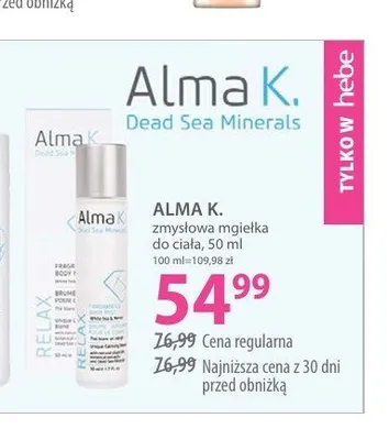 Mgiełka do ciała zmysłowa Alma K. promocja w Hebe