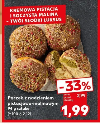 Pączek z nadzieniem pistacjowo-malinowym promocja w Kaufland