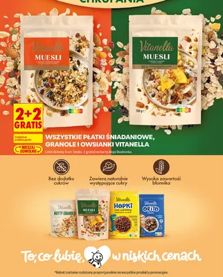 Płatki śniadaniowe, granole i owsianki Vitanella promocja w Biedronka