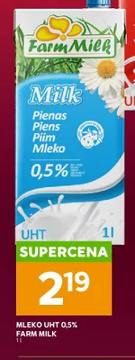 Mleko UHT 0,5% Farm Milk promocja w Stokrotka