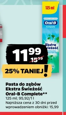 Pasta do zębów Oral-B Complete Ekstra Świeżość promocja w Netto