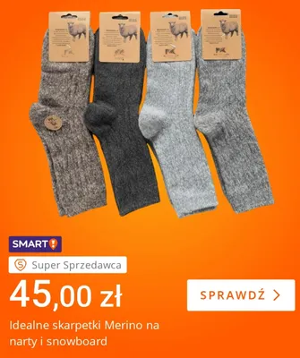 Idealne skarpetki Merino na narty i snowboard promocja w Allegro