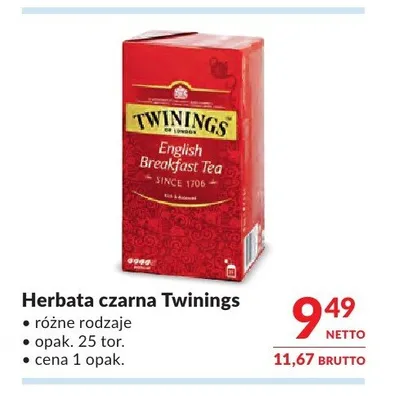 Herbata czarna Twinings promocja w Makro