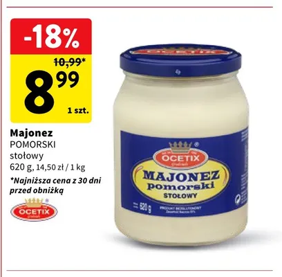 Majonez Pomorski stołowy Ocetix promocja w Intermarche