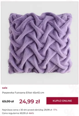 Poszewka futrzana Elliot 45x45 cm Home & You promocja w home&you