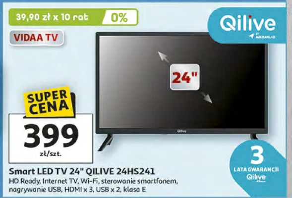 Smart LED TV 24" QILIVE 24HS241 promocja w Auchan