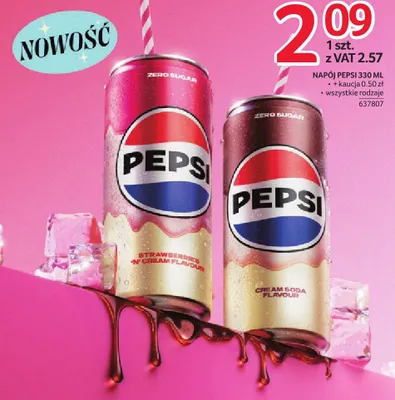 Napój Pepsi Zero Sugar Strawberry 'N' Cream Flavour 330ml promocja w Selgros