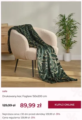 Koc drukowany Foglare 150x200 cm promocja w home&you