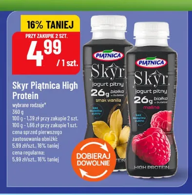 Jogurt pitny Skyr Piątnica High Protein o smaku waniliowym promocja w POLOmarket