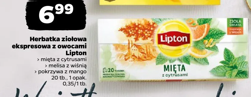Herbatka ziołowa ekspresowa z owocami promocja w Netto