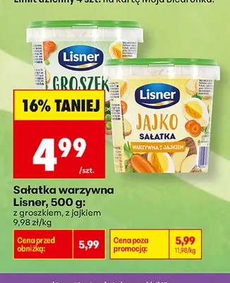 Sałatka warzywna z groszkiem Lisner promocja w Biedronka