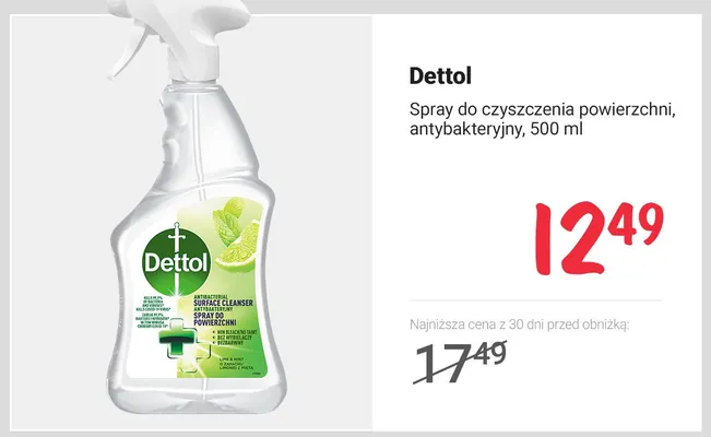 Spray do czyszczenia powierzchni antybakteryjny Dettol promocja w Rossmann