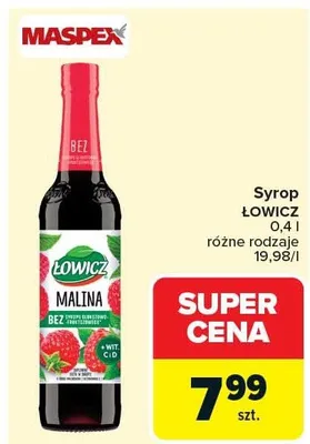 Syrop ŁOWICZ 0,4 l różne rodzaje promocja w Carrefour Market
