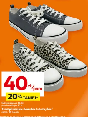 Trampki niskie damskie lub męskie promocja w Auchan