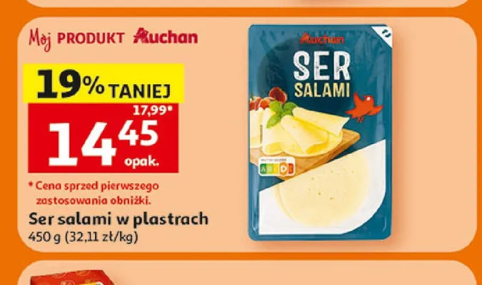 Ser salami w plastrach Auchan promocja w Auchan