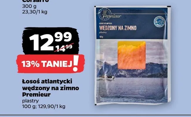 Łosoś atlantycki wędzony na zimno Premieur promocja w Netto