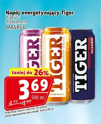 Napój energetyzujący Tiger Orange Mango promocja w Prim Market