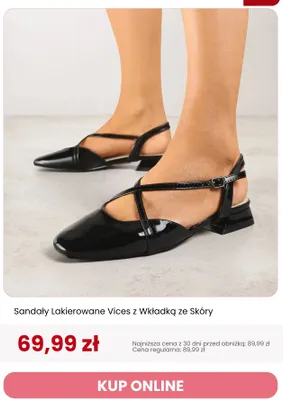 Sandały lakierowane Vices z wkładką ze skóry promocja w Renee