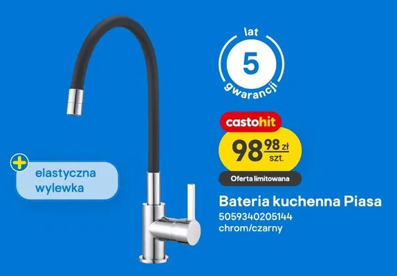 Bateria kuchenna Piasa chrom/czarny promocja w Castorama